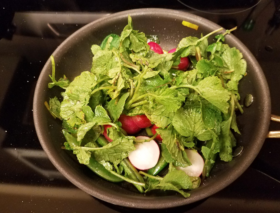 Add radish tops